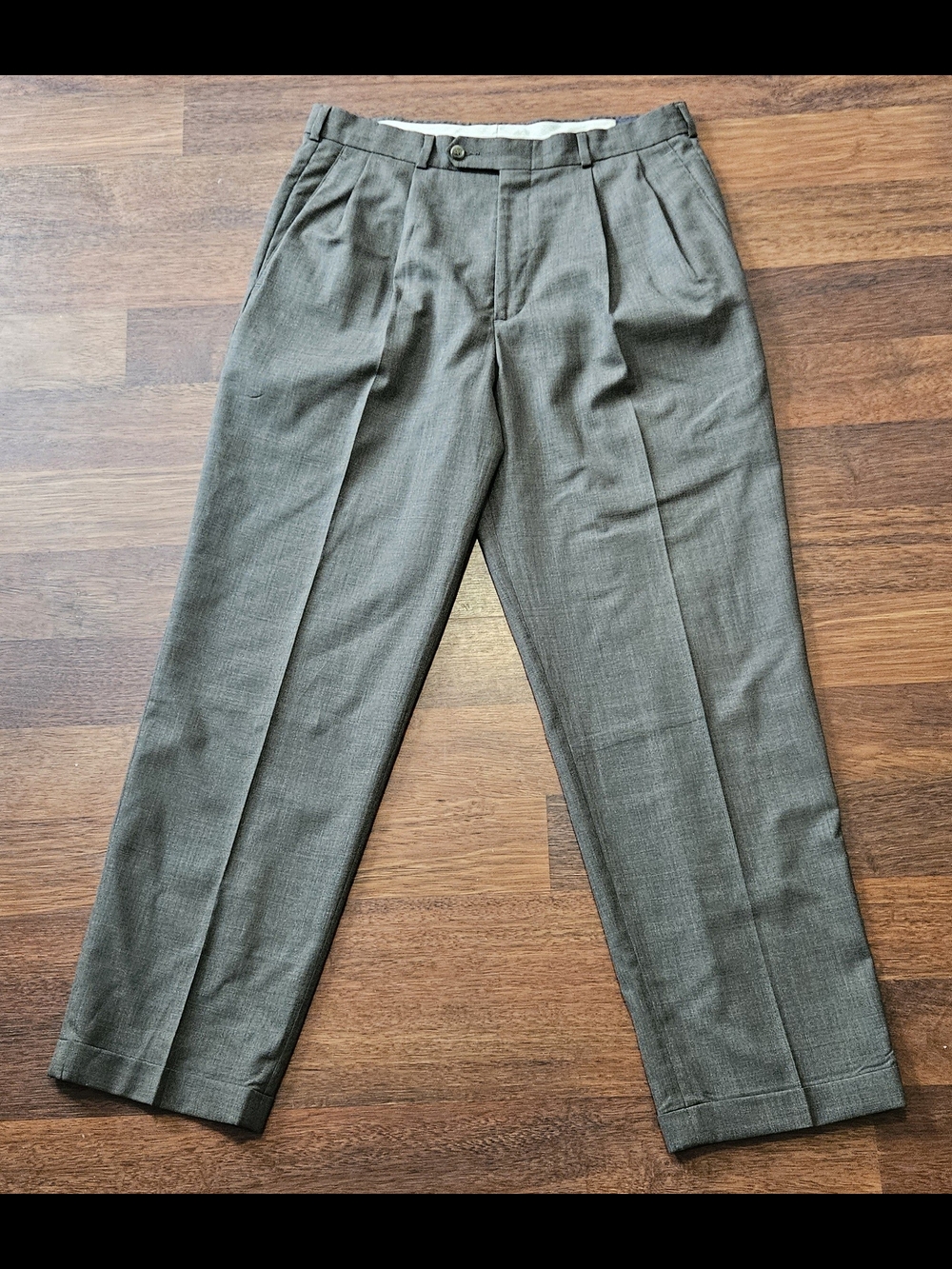 SLATES mens 100% new wool dress pants SIZE 36x31 COLOR GREY/GREEN CLD